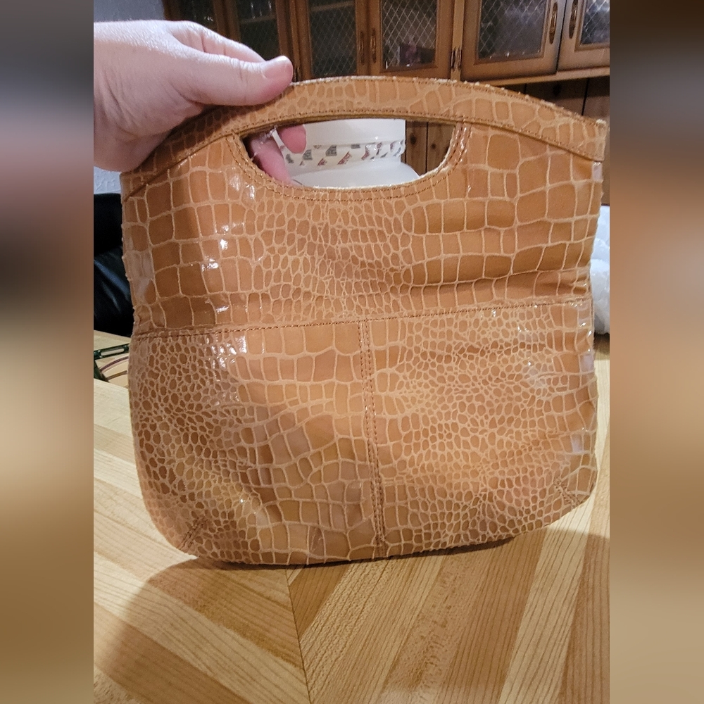Nine West Tan Crocodile-Pattern Tote